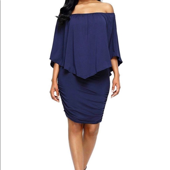 Off Shoulder Ruffles Bodycon Mini Dresses - Picture 3 of 3